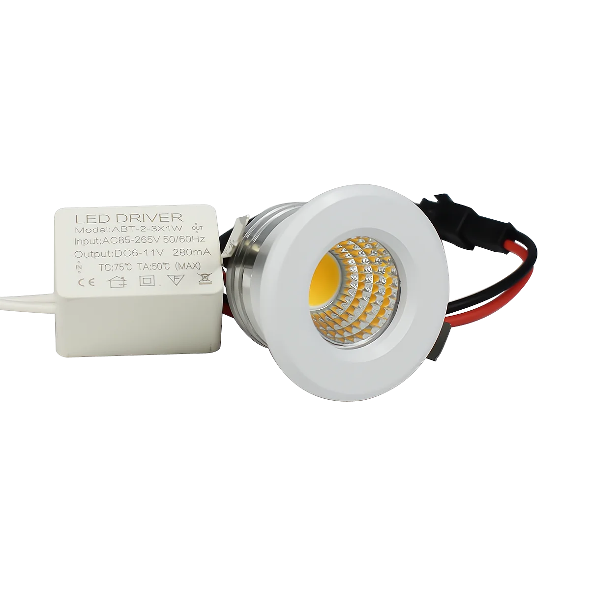 Mini LED Spot Downlight COB 3W 270lm 110V 220V Kısılabilir dolap ışığı Siyah Beyaz Gümüş Kaplama Alüminyum Kesim Deliği 30mm