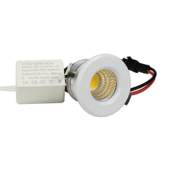 Minifoco LED COB de 3W, 270lm, 110V, 220V, luz regulable para armario, negro, blanco, acabado plateado, agujero de corte de aluminio de 30mm