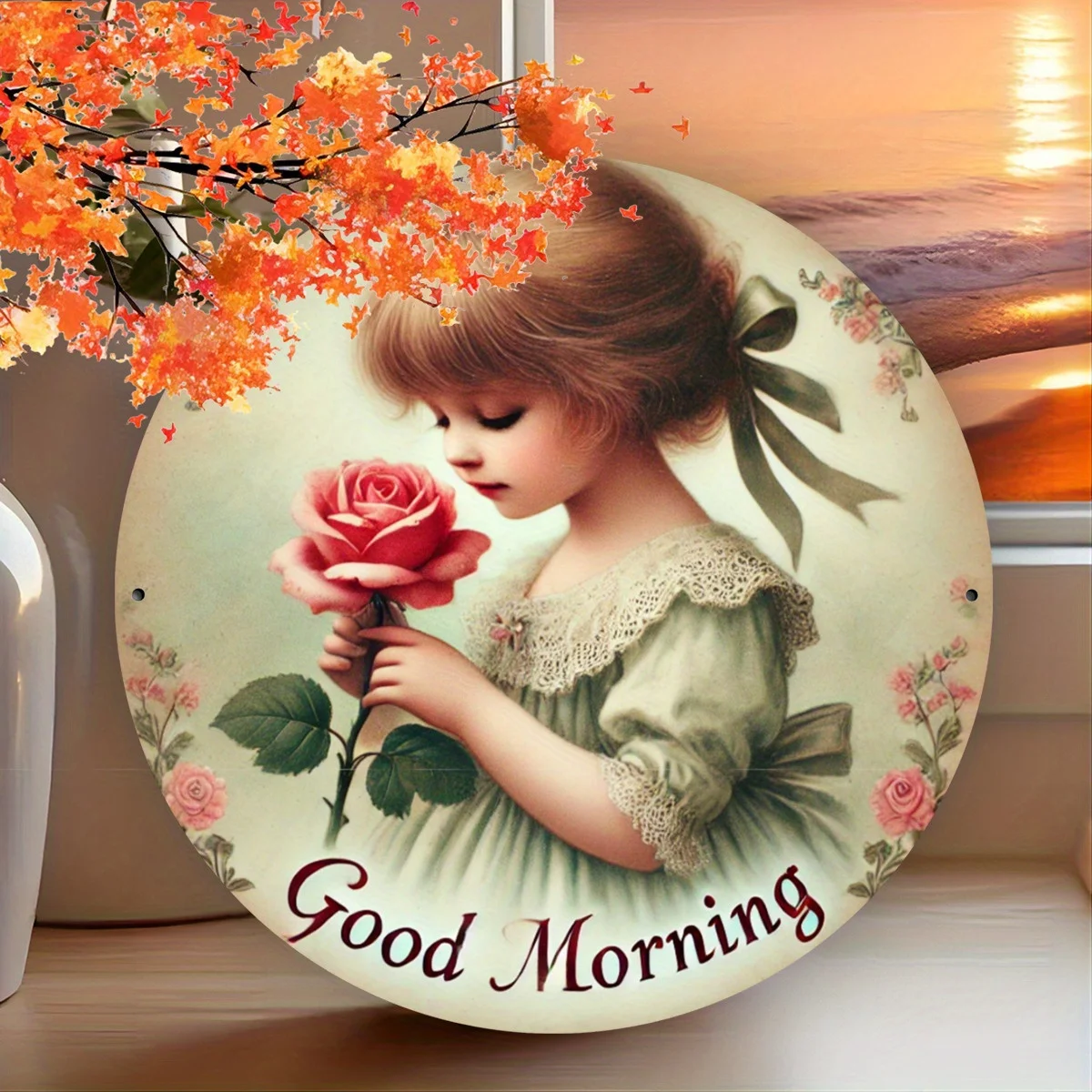 طباعة أنيقة "Good Morning عالية الوضوح، مناسبة لغرفة النوم وغرفة المعيشة وديكور المقهى، وديكور مثالي للغرفة