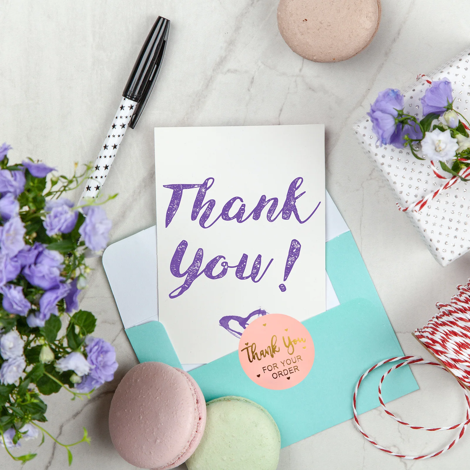 

500 Pcs Thank You Stickers Large Thanks Small Business Decal Gift Packaging Bronzing Round Labels Decorative Paper Tags