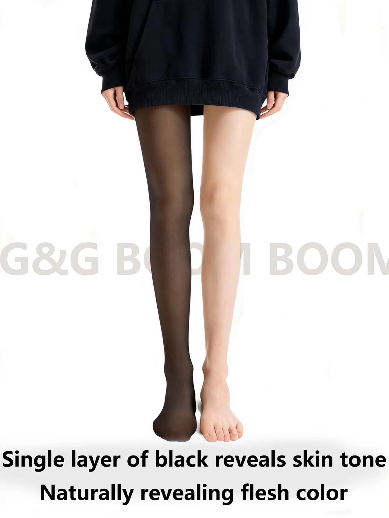 جوارب نسائية سوداء قصيرة طويلة القامة بأرجل عارية Anycut جوارب طويلة للخريف والشتاء طبقتين من الصوف جوارب طويلة للسيدات من النايلون