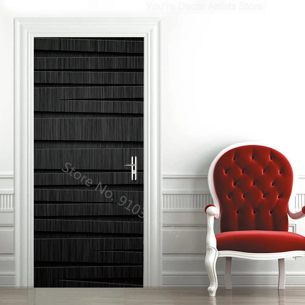 3D Retro-Türaufkleber im Holzstil Selbstklebende PVC-Wandaufkleber Schlafzimmer Dekorative Türverkleidung Autocollant De Porte – Detail 22