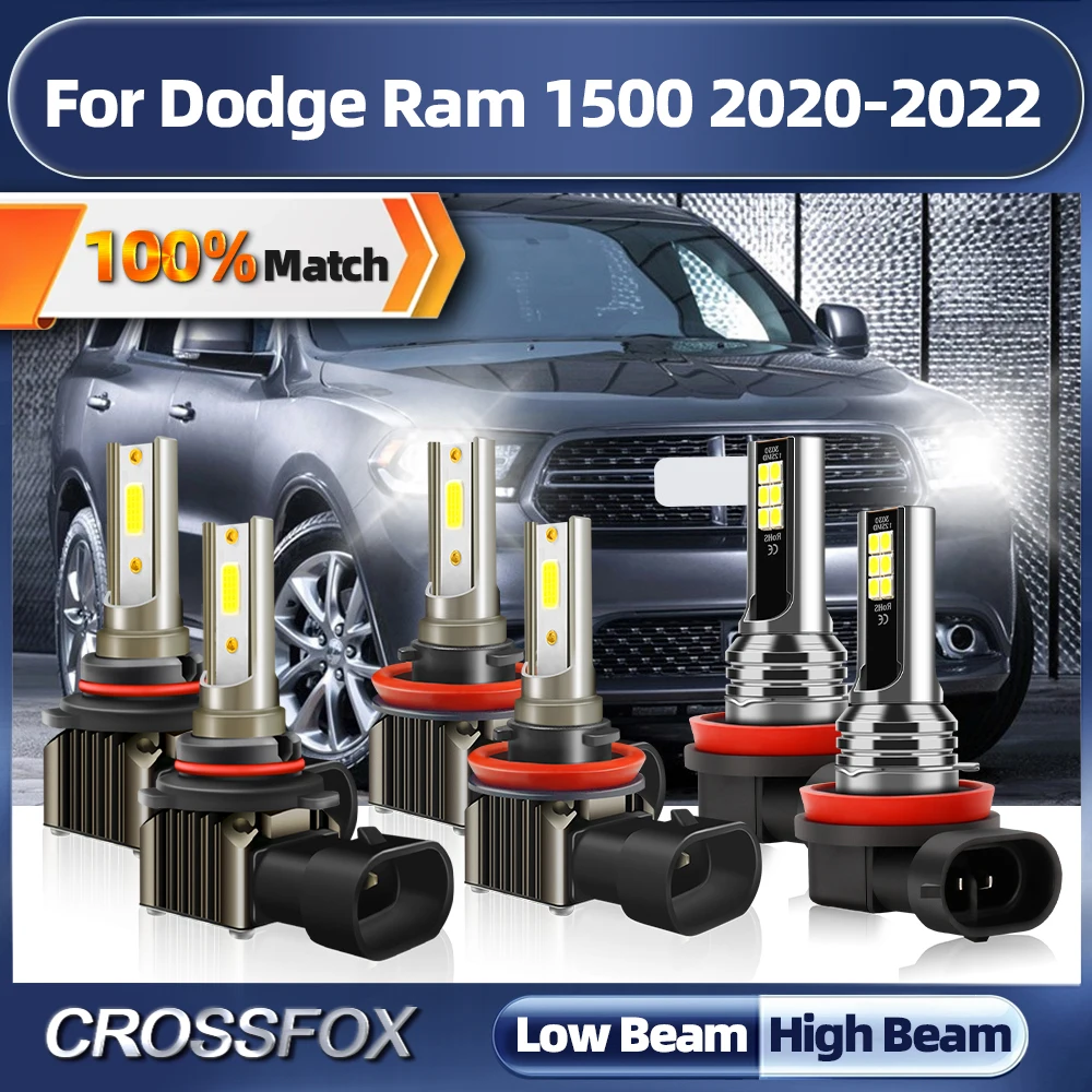 

LED Headlight Bulbs 60000LM High Low Beam Car Light 6000K White Auto Fog Lamp 12V 24V For Dodge Ram 1500 2020 2021 2022