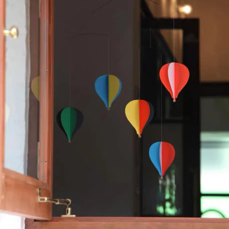 Farbiger Papier-Heißluftballon-Anhänger, handgefertigte Decken-Dekoration, einfacher Luftballon-Anhänger, geräuschloses Windspiel, Heimdekoration