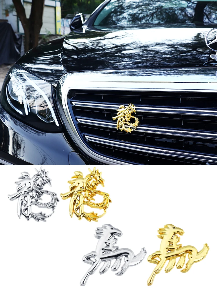 

1 Pcs 3D Metal Chinese Dragon Totem Kylin Unicorn Animal Car Styling Emblem Badge Car Stickers Decal Spot Cover Auto Accessories