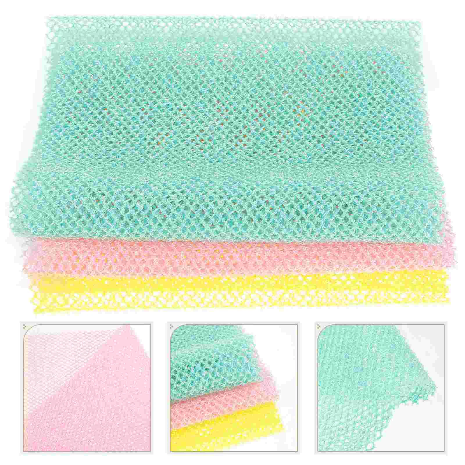 3 Pcs African Net Bath Strip Long Back Rub Cloth Sponge Showering Nets Washing Exfoliating Supplies for