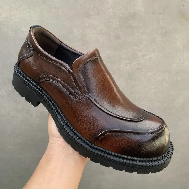 

Retro Handmade Design Men's Dress Loafers Genuine Leather Business Formal Men Casual Shoes Breathable Men Moccasins