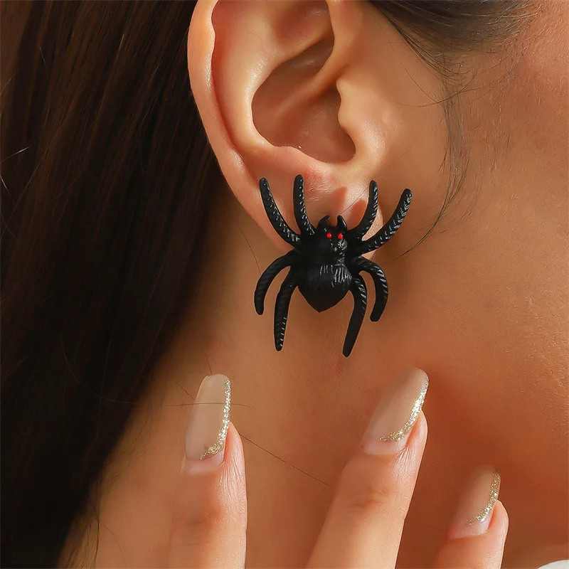 

Halloween Gothic Spider Ear Studs Personalized Men's and Women's Festival Party Gift, Trendy Exaggerated Dark Insect Earrings