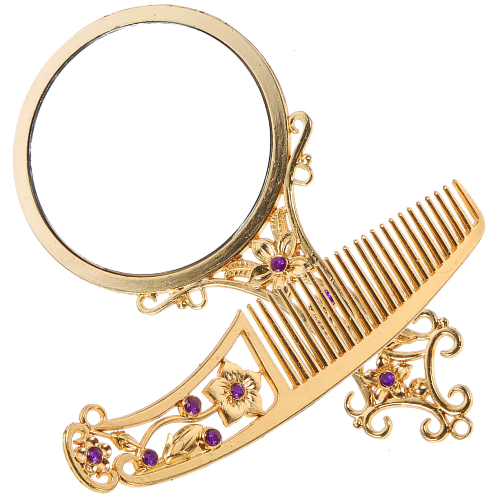 

1Set Handheld Mirror Comb Set Small Portable Makeup Mirror High Definition Reflection Great Gift for Women Fashionable Retro