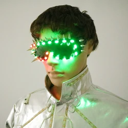 LED luminous glasses, rivet style party DJ stage luminous props, cyberpunk glasses