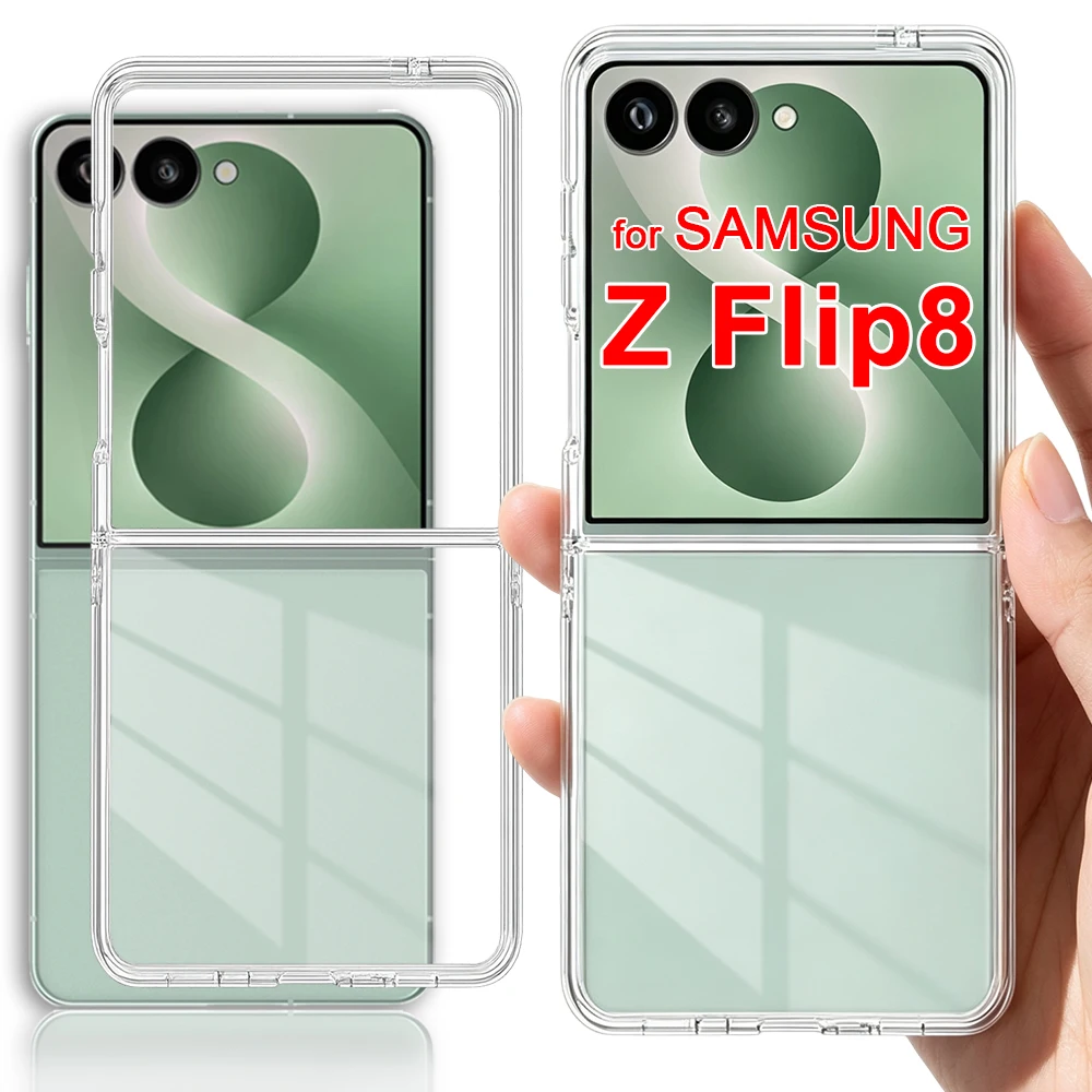 For Samsung Galaxy Z Flip 8 Flip8 5G Clear Phone Case Transparent Hard PC Anti-knock Cover For Samsung Z Flip8 Bumper Fundas