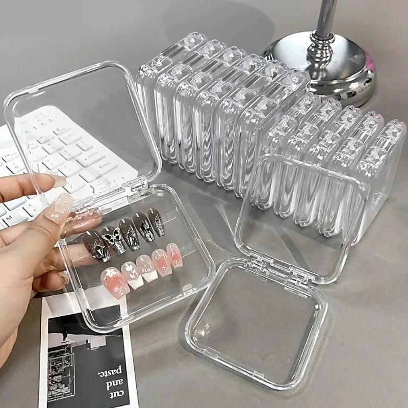 Portable Square Storage Box Acrylic Transparent Container Boxes for Jewelry Earring Rings Bracelet Badge Nail Art Packaging Case