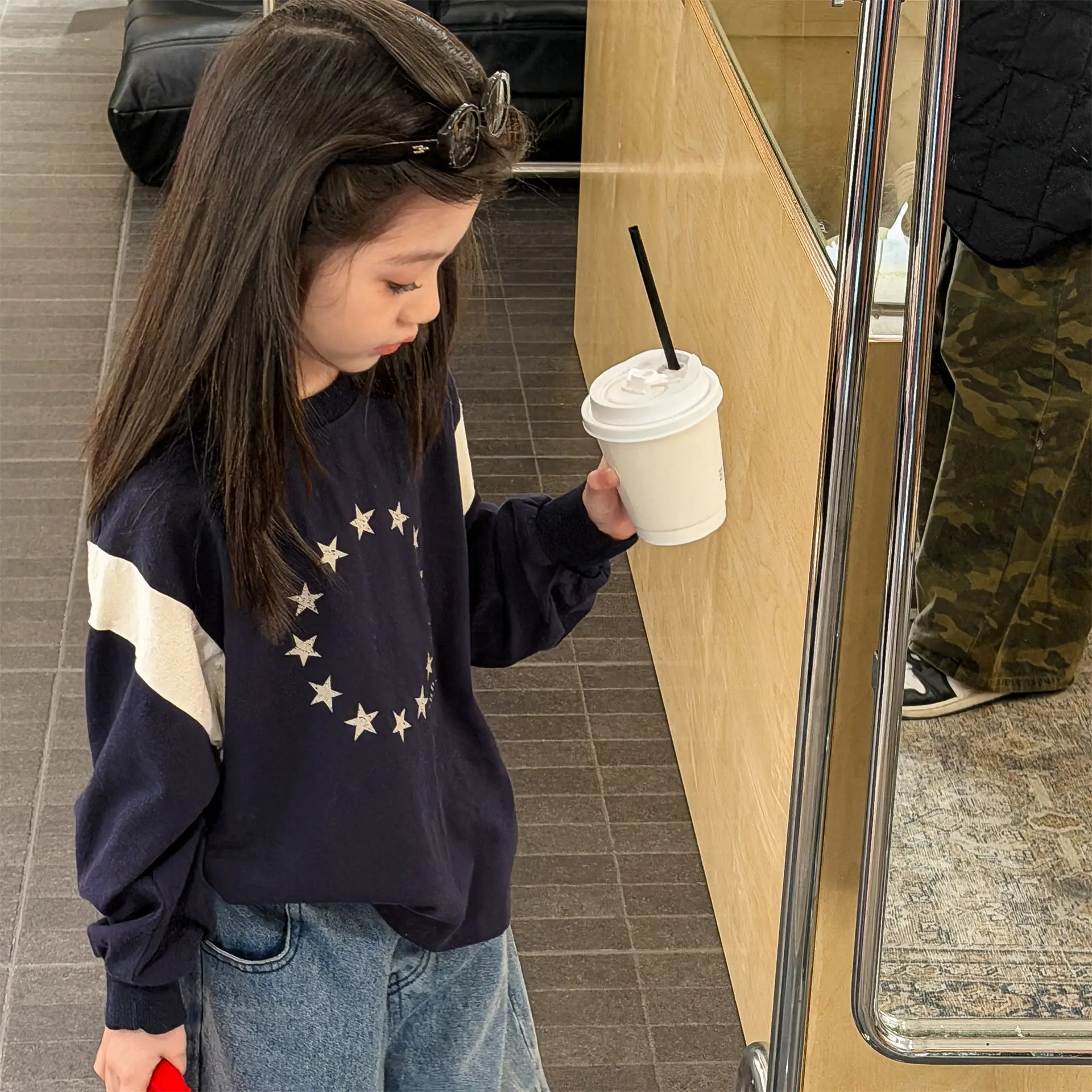 

2026 Spring New Children Long Sleeve Sweatshirt Cotton Girls Star Print Tops Toddler Boys Casual Pullover Kids Clothes