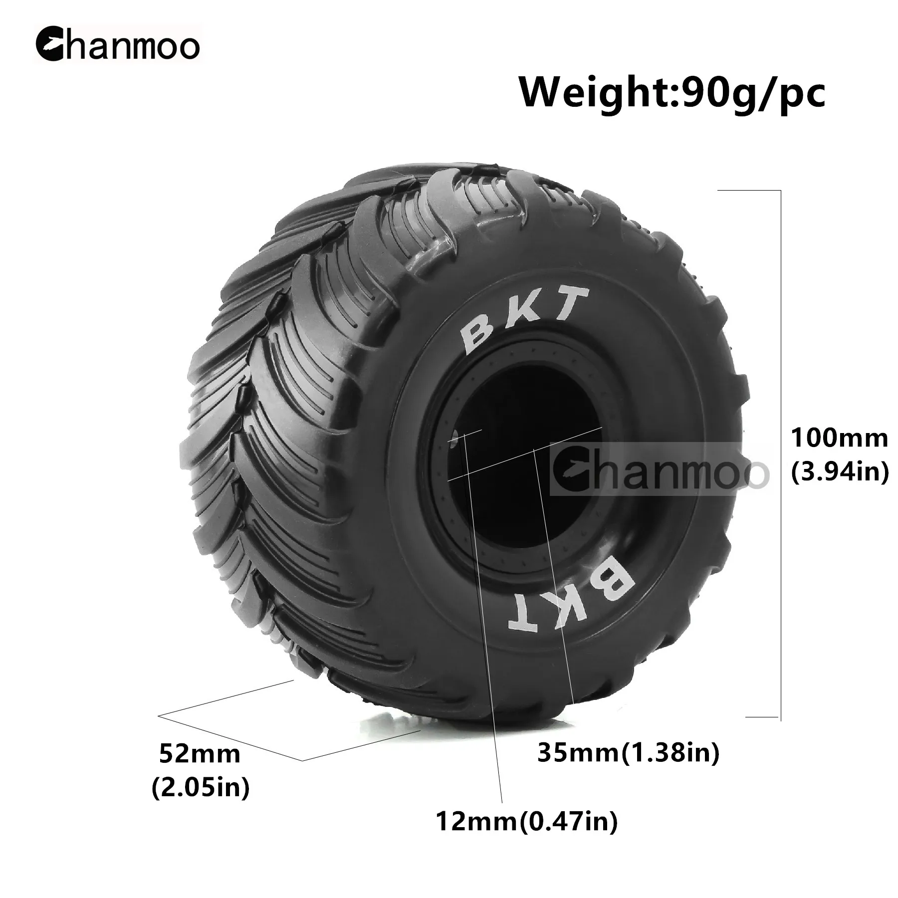 RC Monster Truck Buggy Wheels 100mm Off-road Rubber Tires 12mm Hex for 1/10 1/12 1/16 1/18 Losi Mini LMT RC Car Upgrade Parts