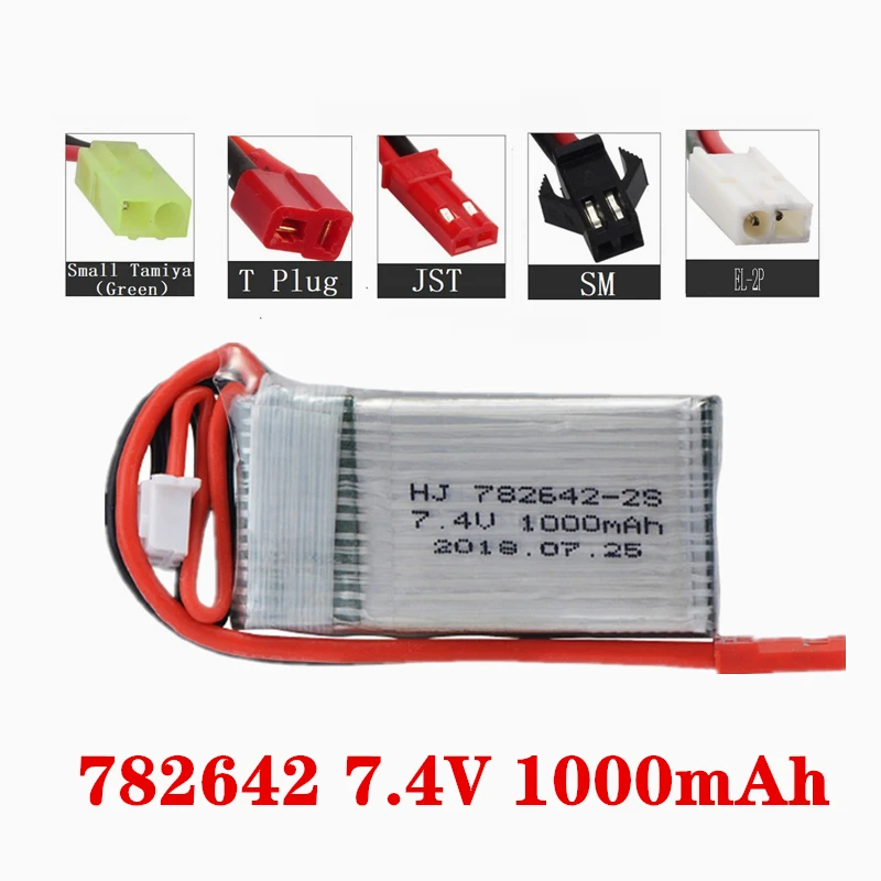 7.4v 1000mah Lipo Battery For Mjxrc X600 Upgrade 782642 2S Lipo Battery For Toys Remote Control 7.4V Battery With JST/T/SM/XTG