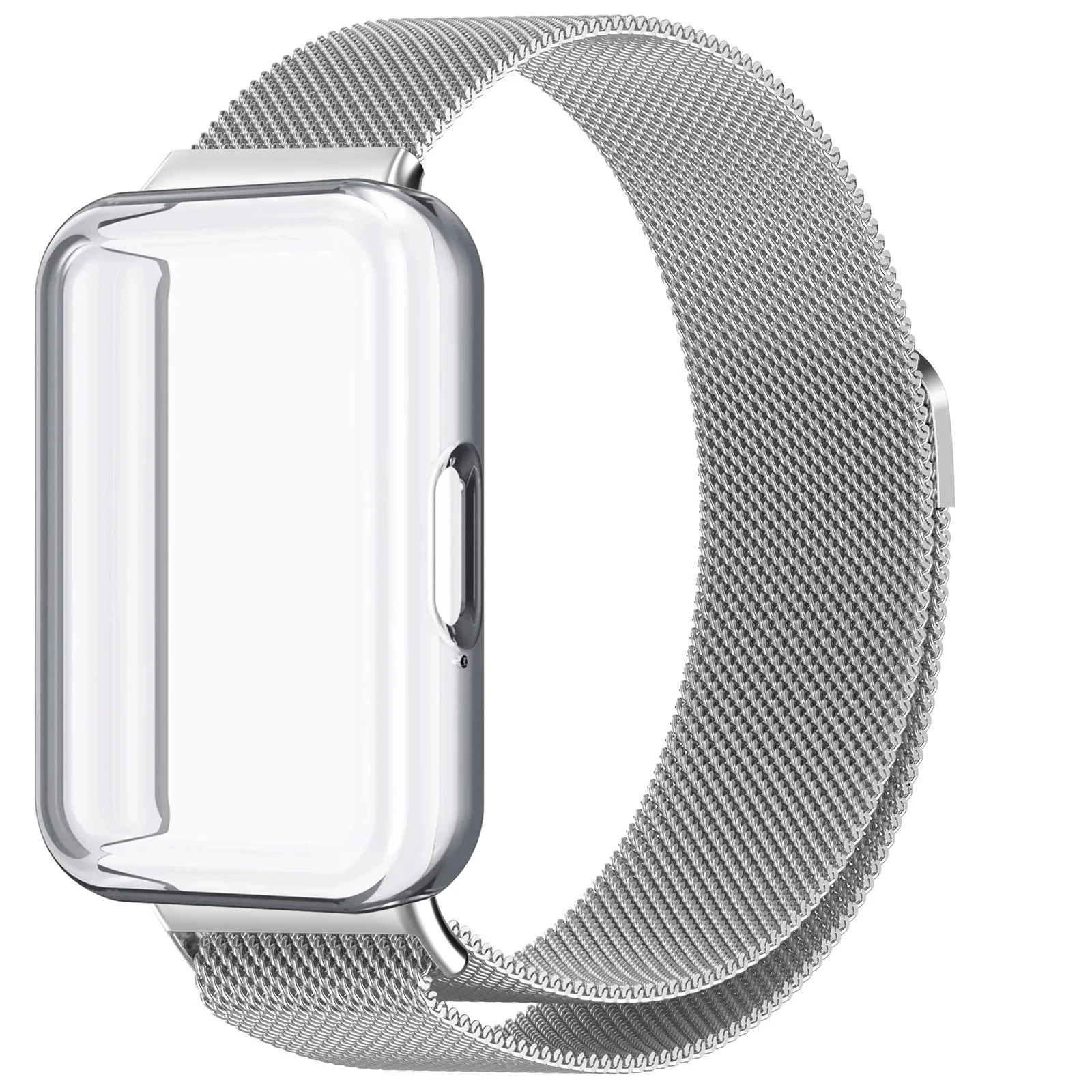 Strap+Case for Samsung Galaxy Fit 3 SM-R390 Milanese Metal Bracelet for Samsung Galaxy Fit 3 Smart Watch TPU Protective Cover