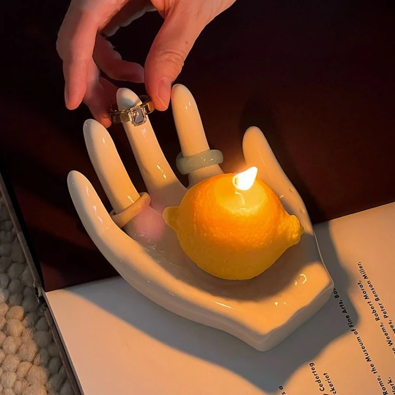 صواني المجوهرات السيراميك النخيل على شكل صينية تخزين المجوهرات حلقة سوار قلادة صينية مزخرفة حلية اكسسوارات مكتب منظم #4