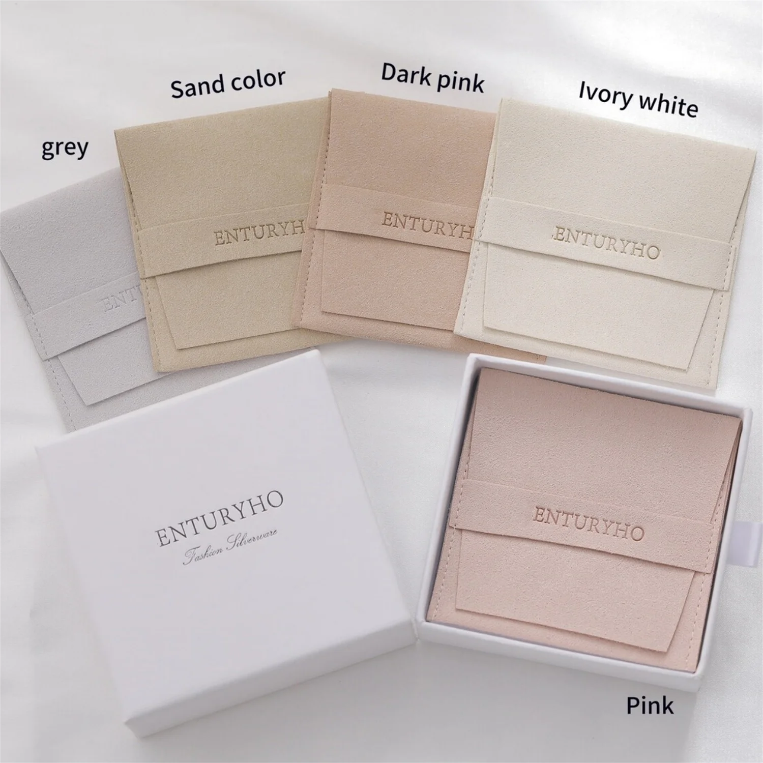 

50pcs black luxury microfiber jewelry bag with recessed logo fashion earrings necklace packaging custom logo free shipping