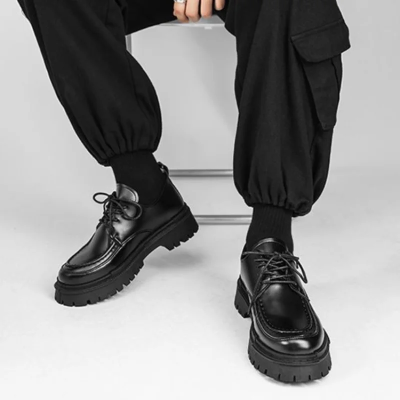 

Увеличивающие рост мужские повседневные ранние черные мужские кожаные туфли для взрослых Классические Оригинальные Рекламные элегантные слипоны распродажа