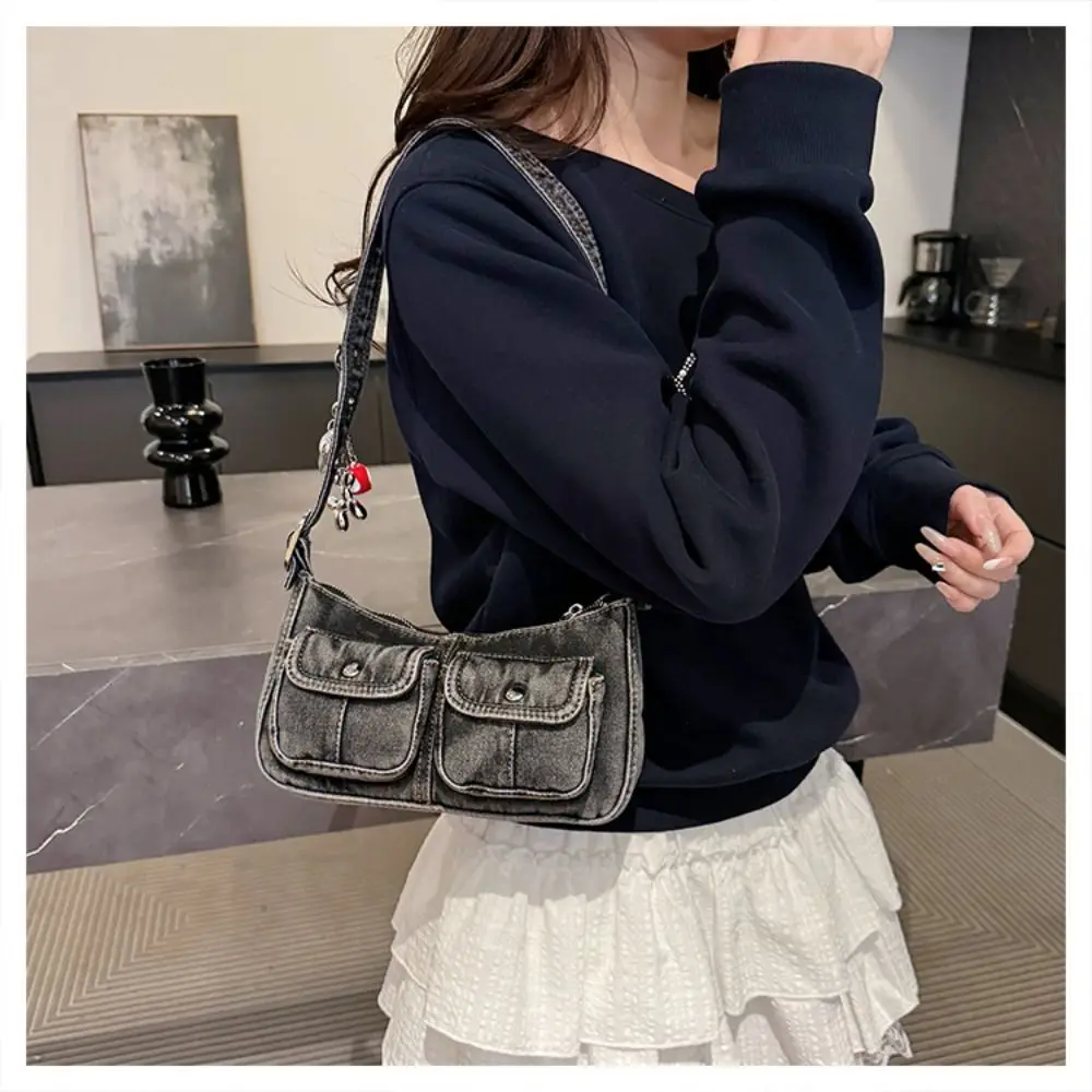 トレンドハンドバッグ レトロデニムバッグ Y2K 脇の下バッグ スパイシーガール ショルダーバッグ 脇の下バッグ クロスボディバッグ 布バッグ ガールズ