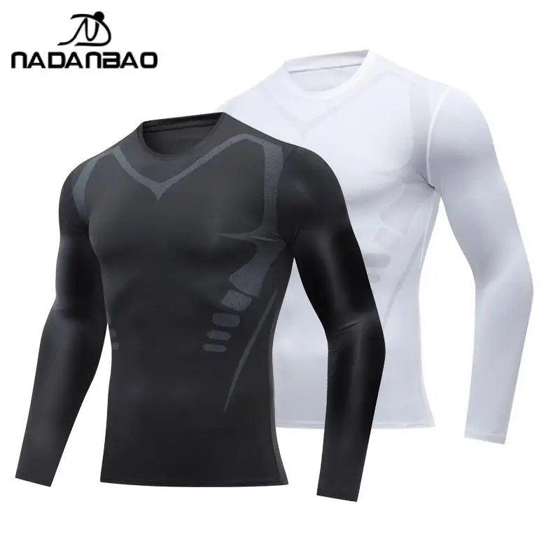 

Nadanbao Running Workout T-Shirt Man Fitness Base Shirt Long Sleeve Quick Dry Swimming Wetsuit Athletic Tops for Surfing