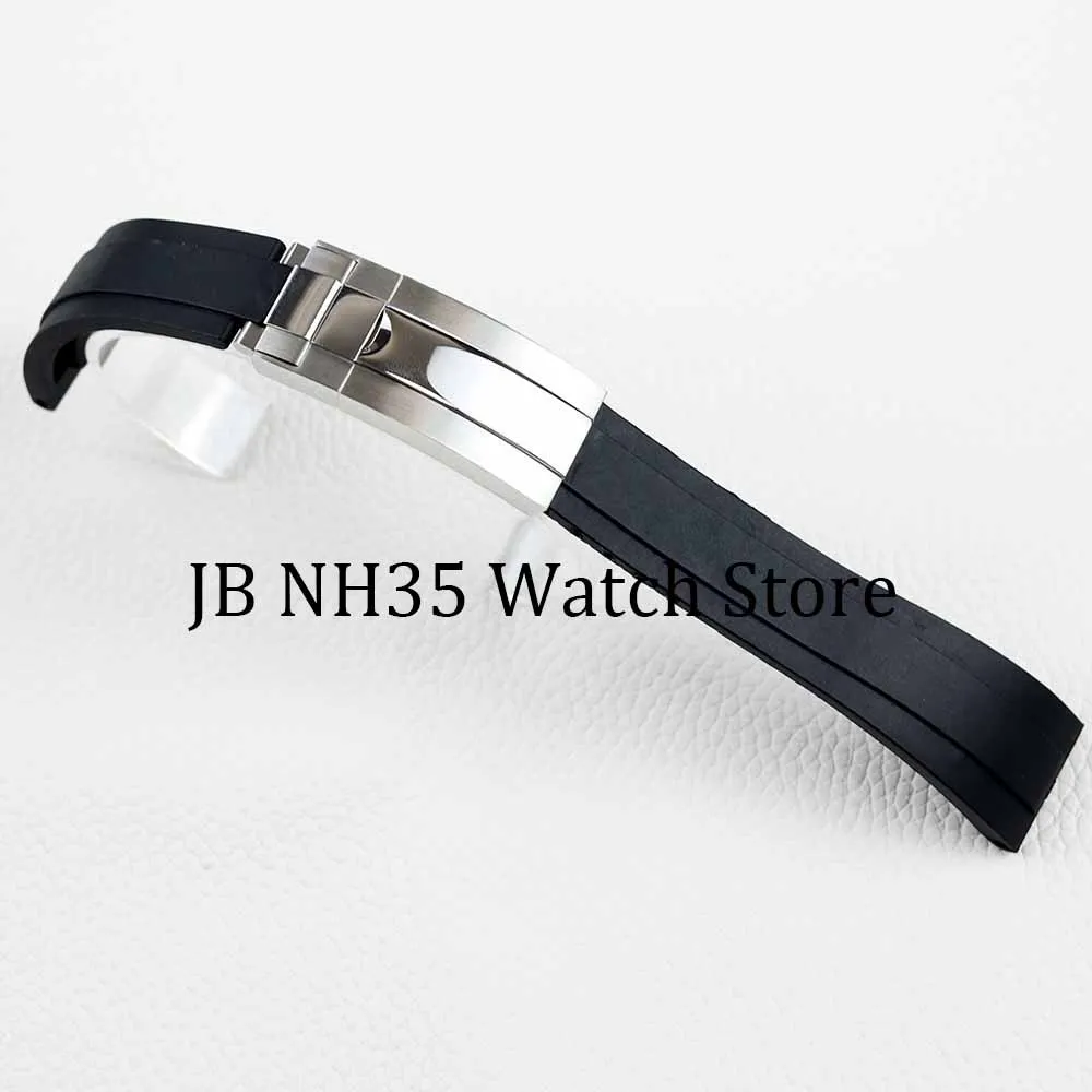 20MM rubber watchband Silver Black Rose Gold Buckle for Submariner Yacht Daytona Oyster Date Explorer GMT watch Case strap