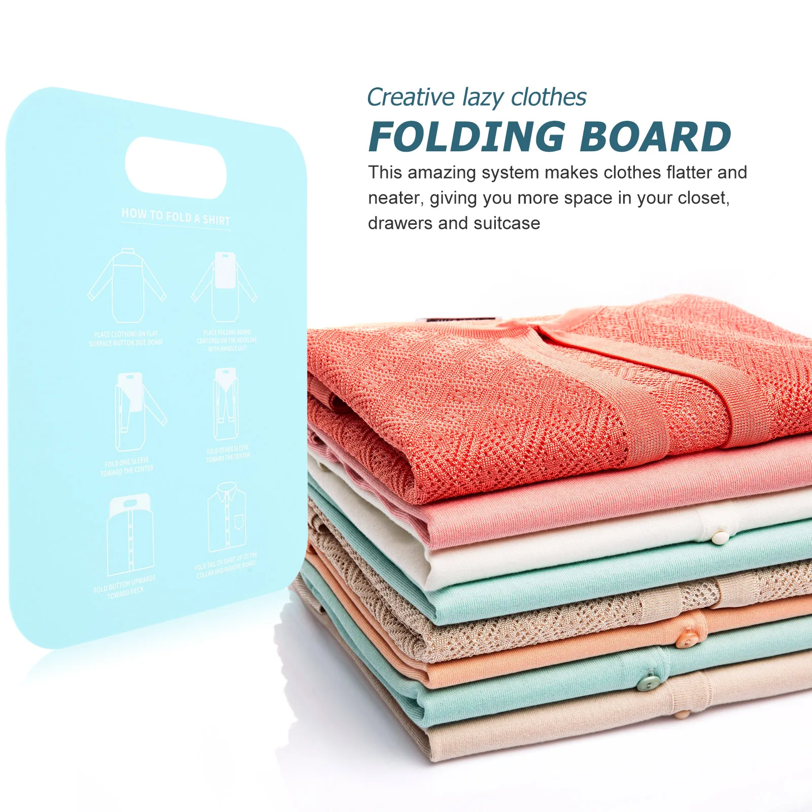 

2pcs Foldable Shirt Stacking -Saving Clothes Folding Tool Tidy Closet Organizer Portable Lazy Folding for Home