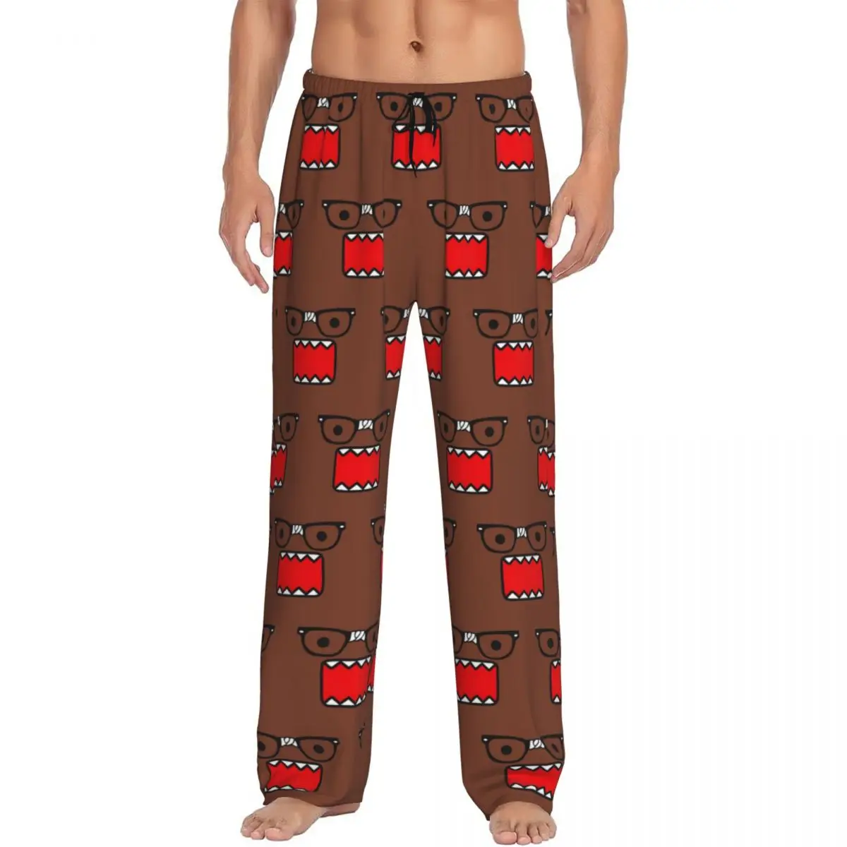 Custom Print Men's Domo Kun Pajama Pants Anime Sleepwear Sleep Lounge Bottoms with Pockets