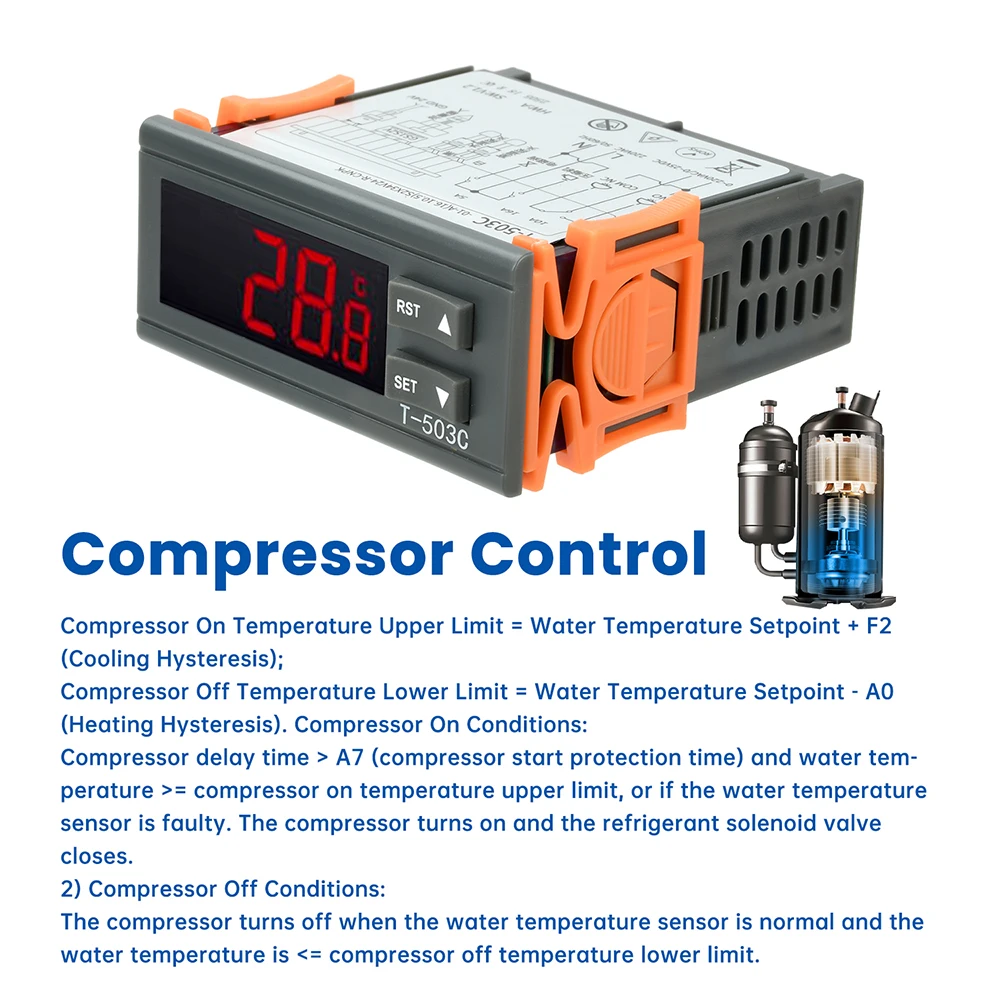 

T-503C DC 24 В лазерный холодильный термостат термометр двойной датчик температуры многоканальный регулятор выходной температуры