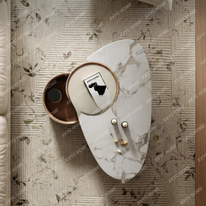 Italian minimalist coffee table designer creative special-shaped microcrystalline stone small apartment coffee table