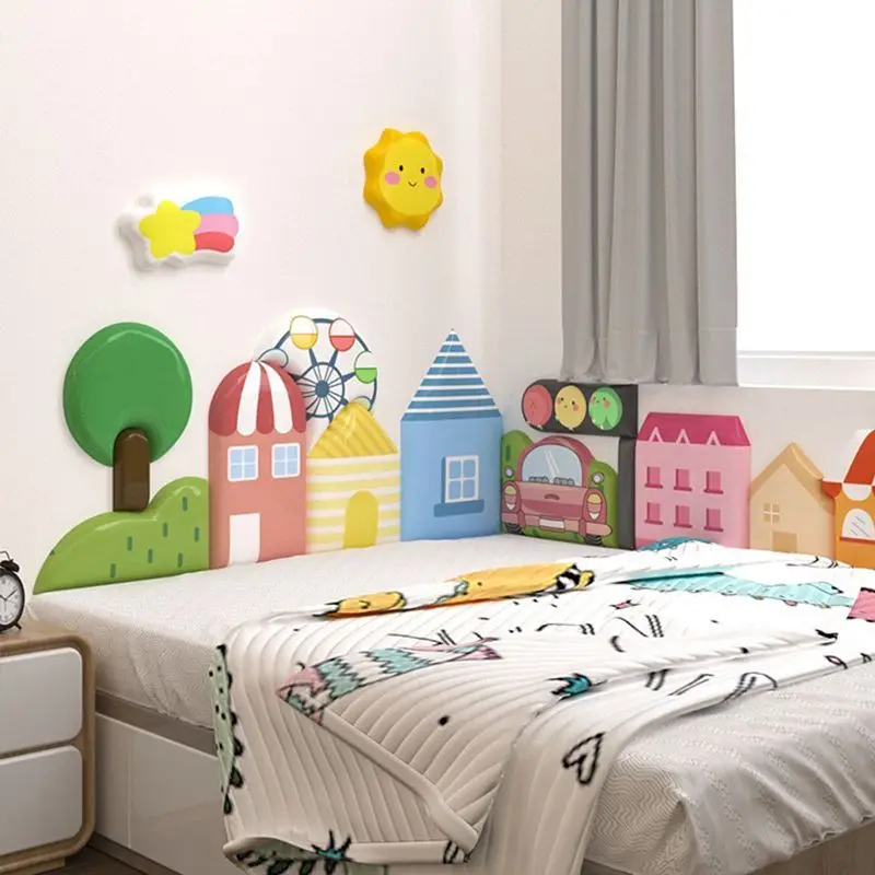 Cartoon Animla Bed Headboard Kids Room Nursery Wall Decor Anti-collision Wall Panels Cabecero Cama Tete De Lit