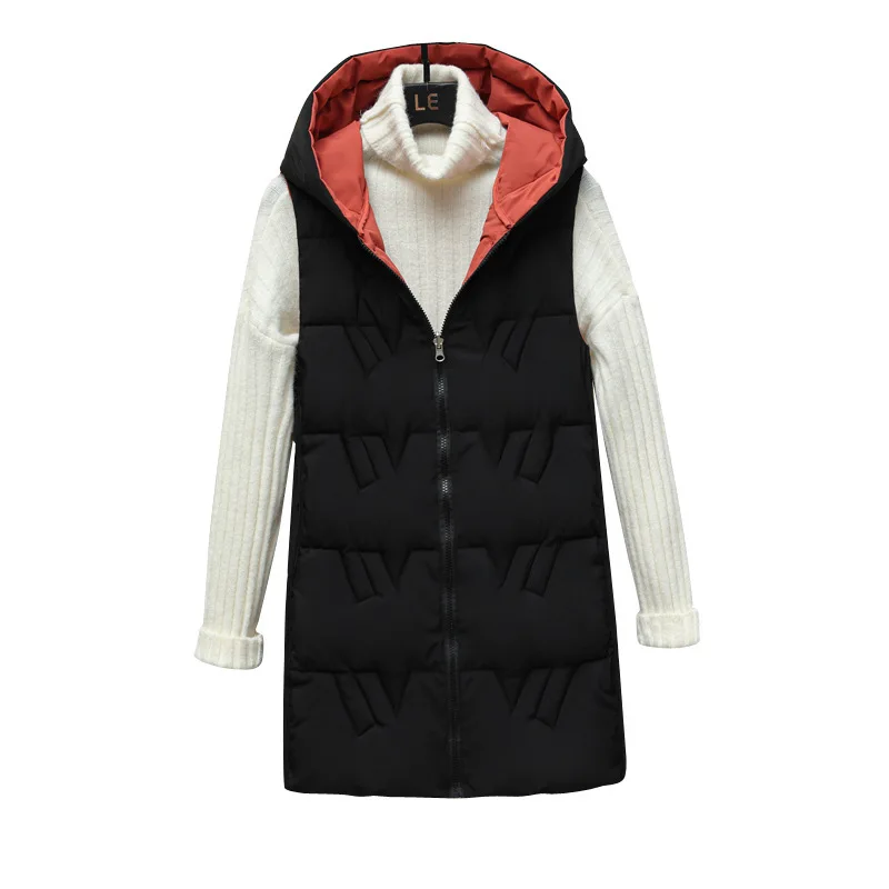 2022 New Double-sided Vest Women\'s Winter Hooded Vest Korean Version Autumn and Winter Down Cotton Vest Thickened Coat