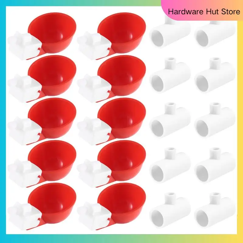 

10Pcs Automatic Chicken Waterer Cups Chicken Water Feeder With PVC Tee Fittings Chicken Water Cups-Y31A