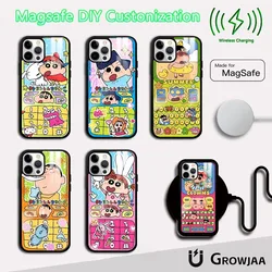 C-Crayon S-ShinChan Phone Case For iPhone 16 15 14 13 12 11 Pro Max Plus Mini Magsafe Mirror Wireless Magnetic Cover