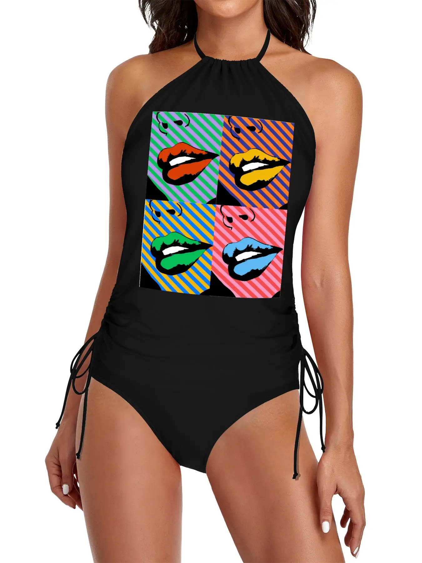 

Lipz with stripez Split Swimsuit Set Women beachwear swimsuit 2025 women Swimwear women Black swimsuit
