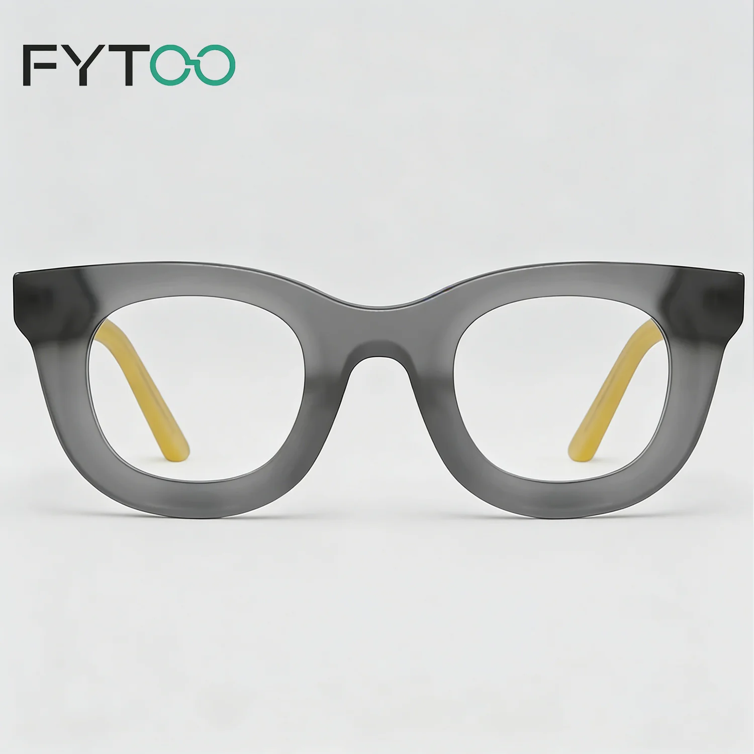 

FYTOO Niche Cool Серо-желтые круглые очки в стиле ретро, аксессуары в комплекте, прочный ацетат, унисекс.1437-C1 и K