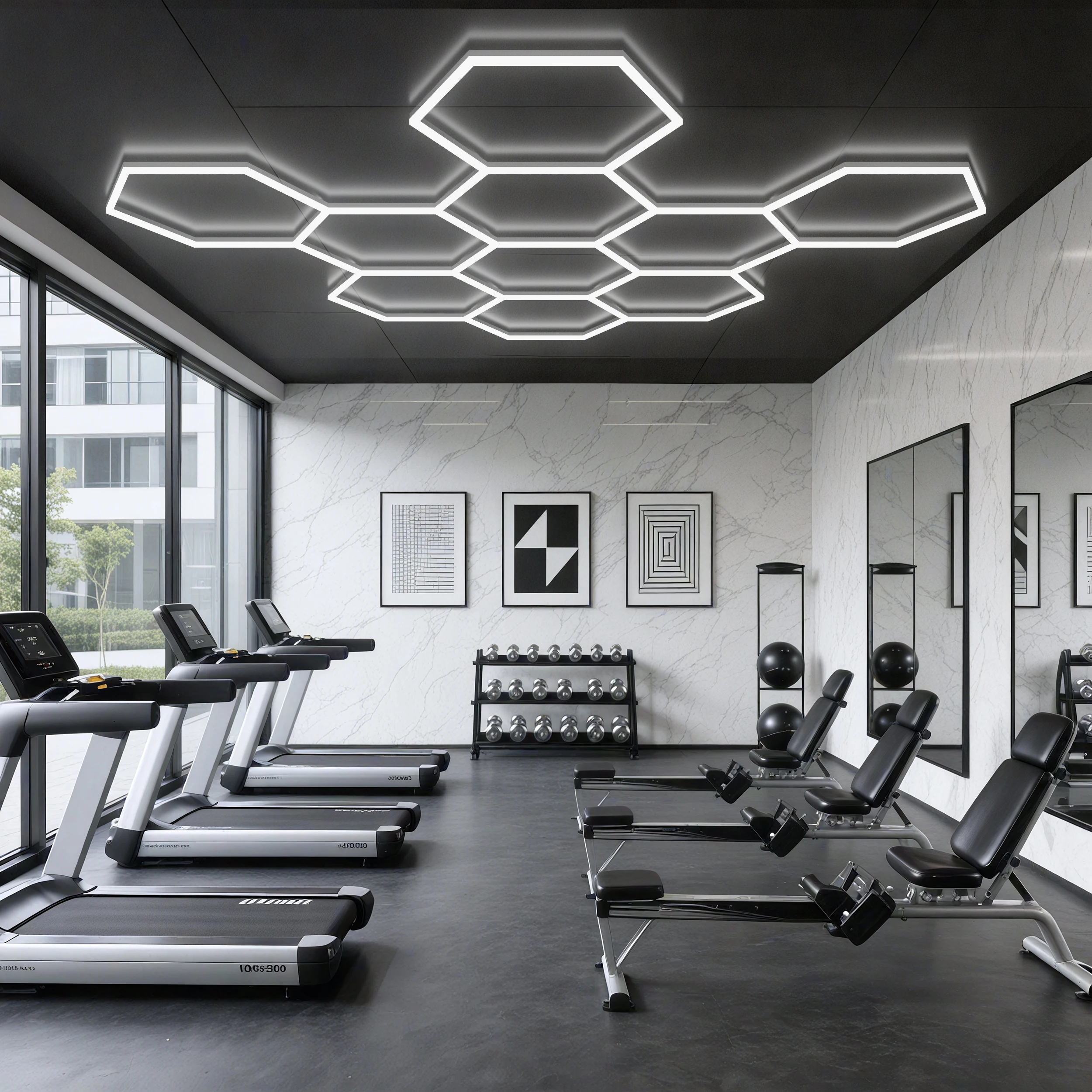 

Внутренний потолочный светодиодный светильник-соты 293 Вт, 10 секций, шестиугольный, AC90-260В, для спортзалов и парикмахерских