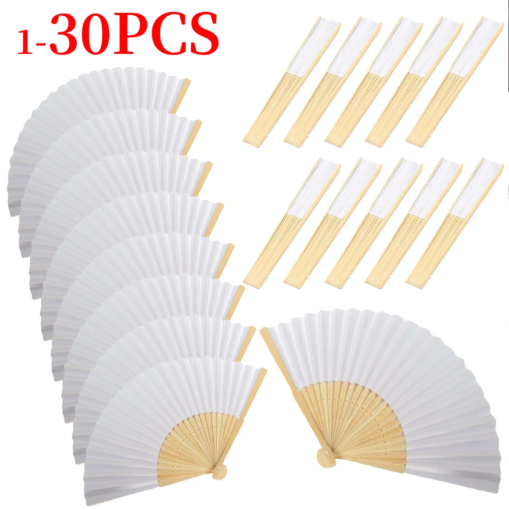 

Blank White DIY Paper Decorative Fans Hand Practice Party Folding Fans Hand-painted Personalized Elegant for Dance Cosplay Props