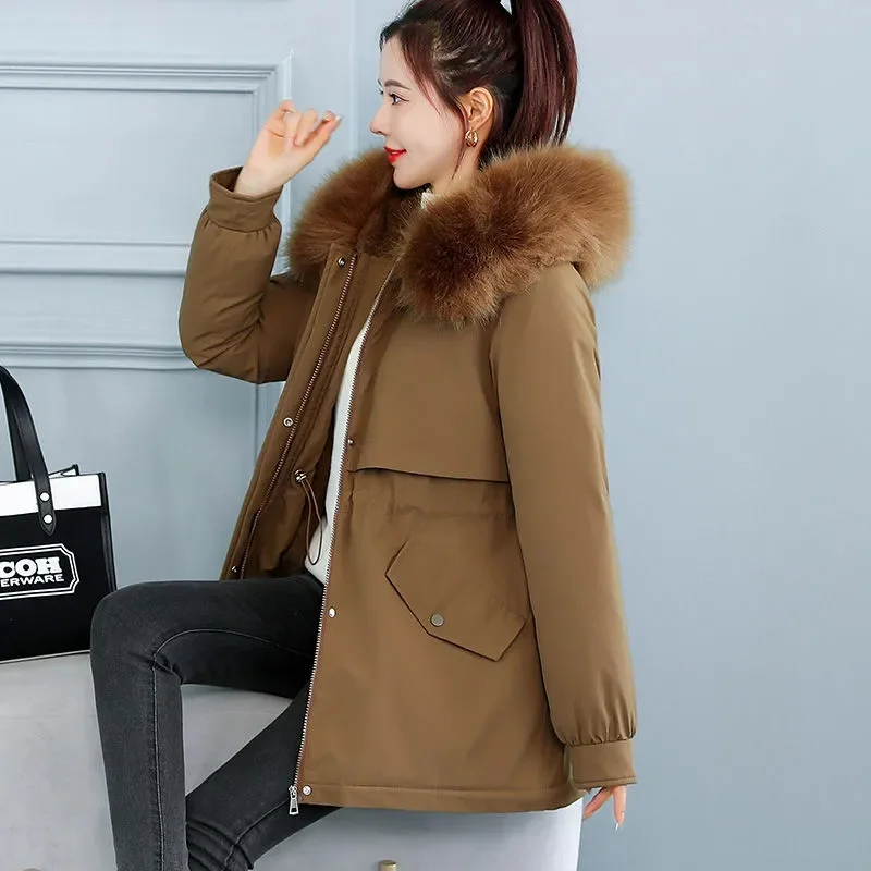 2025New Winter Jacket Women Parkas Warm Casual Parka Clothes Long Jackets Hooded Parka Female Fur Lining Thick Cotton Mujer Coat