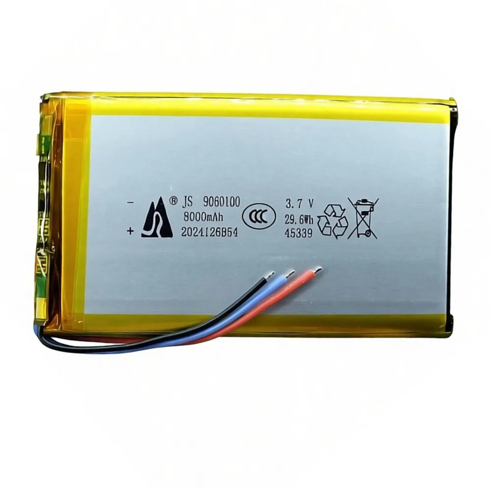 1-10PCS 3.7V 8000mAh 9060100 3 Wires Polymer Lithium Rechargeable Battery For GPS Mobile Power Bank Bluetooth Speaker Tablet PC