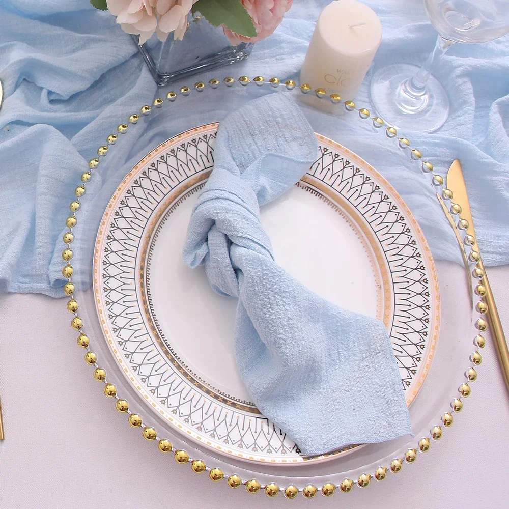 50pcs/lot Cotton Table Napkins Gauze Fabric Napkin 30x30cm for Village Wedding Party Birthday Dinner Coffee Towel Table Cloth