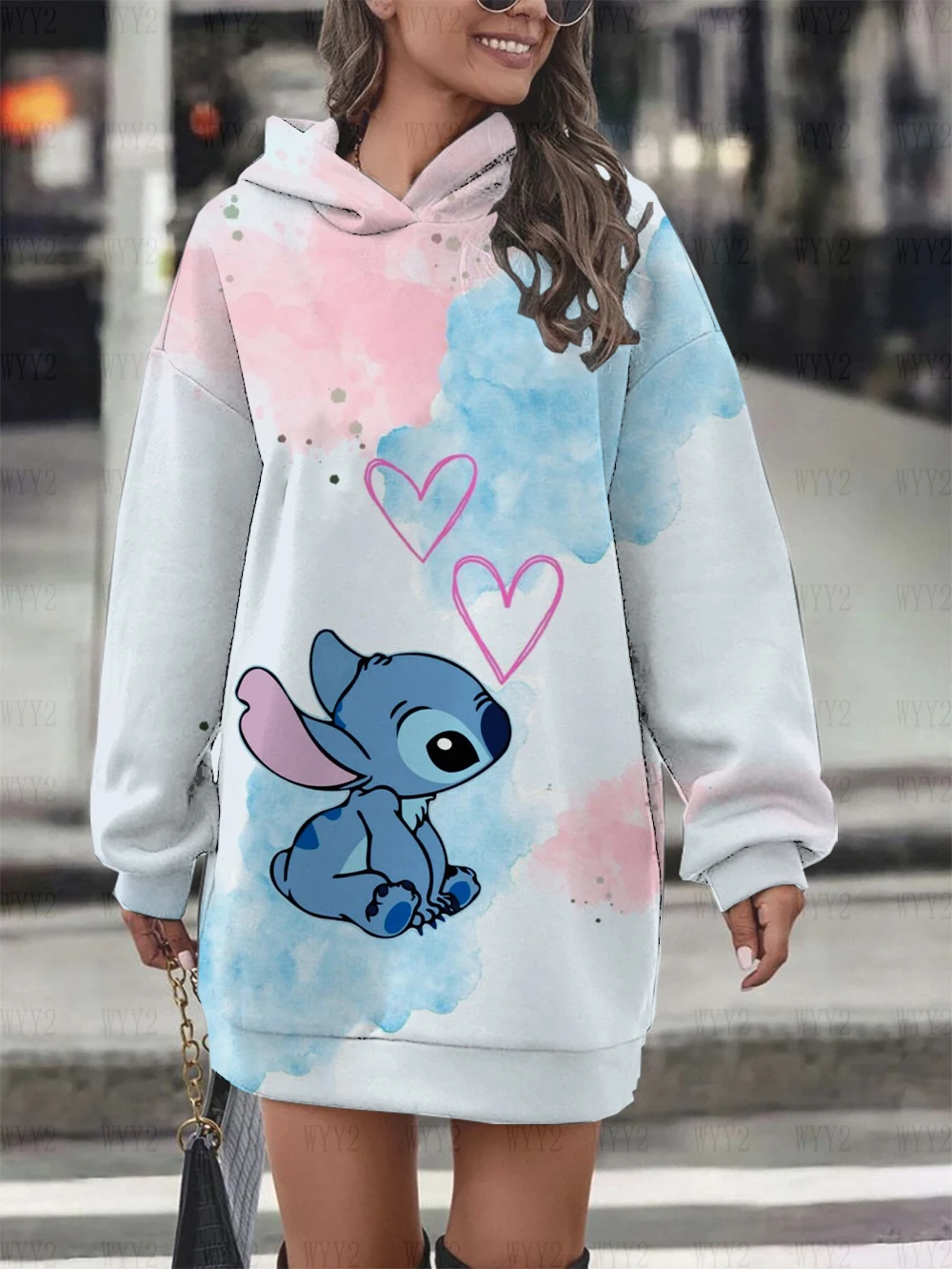 Nouveau sweat à capuche Disney Stitch 205. Robe décontractée, à la mode, imprimée. Kawaii, sweat-shirt simple et chaleureux.