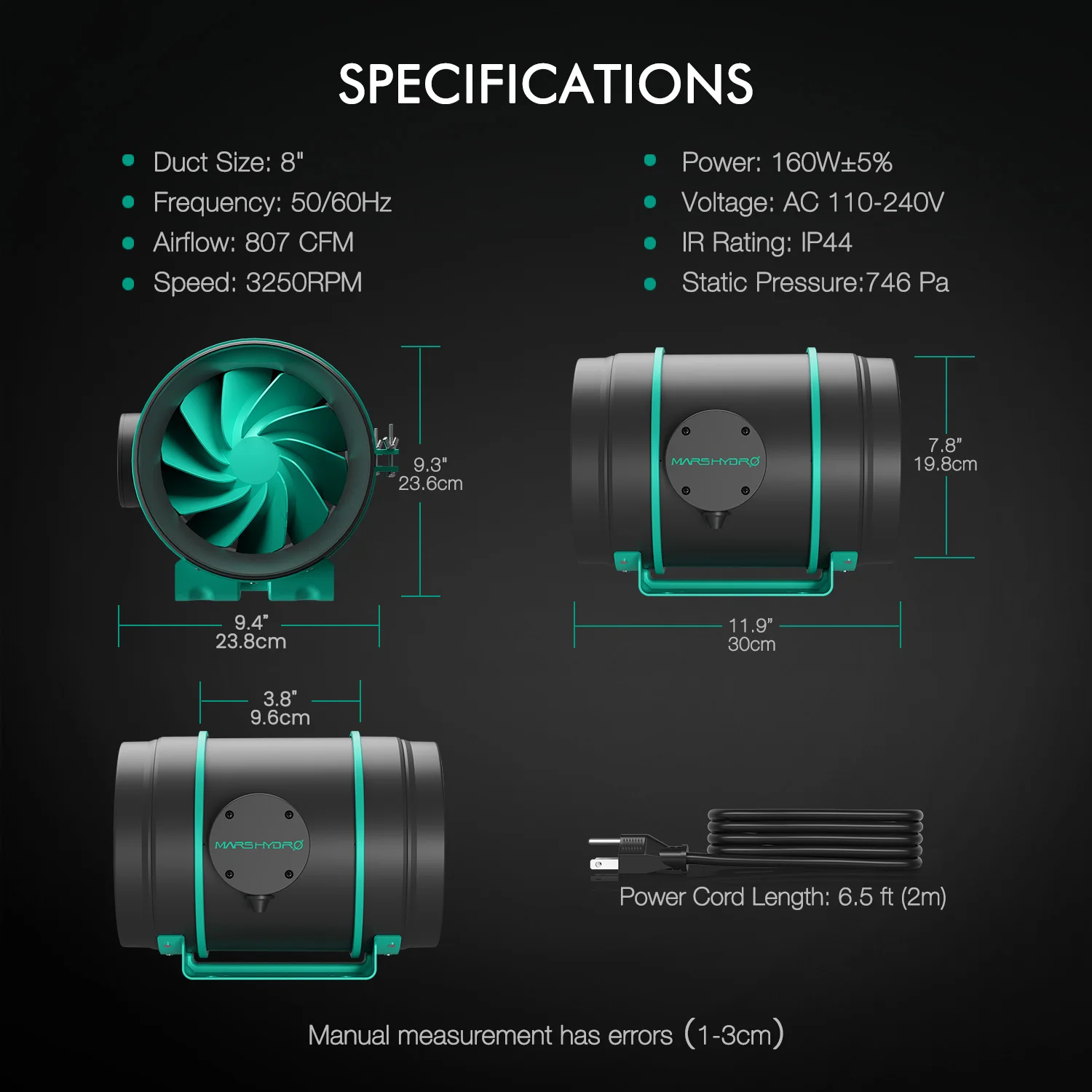 in-Line Pipe Exhaust Fan with Intelligent Control