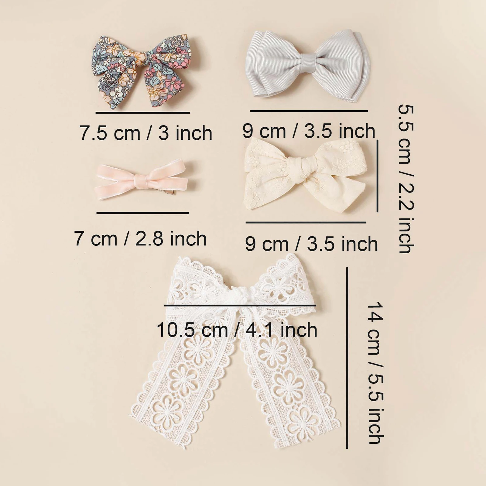 5pcs Different Style Bows Baby Hair Clips Girls Fashion Hair Accessories For Party Kids Daily Decor Ponytail Grips