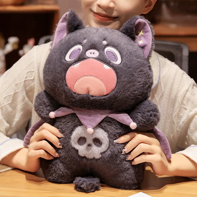 45cm Cartoon Cute Bat Cat Doll Plush Toys Soft Stuffed Animal Funny Purple Wings Kitten for Kids Girls Xmas Gift Halloween Decor