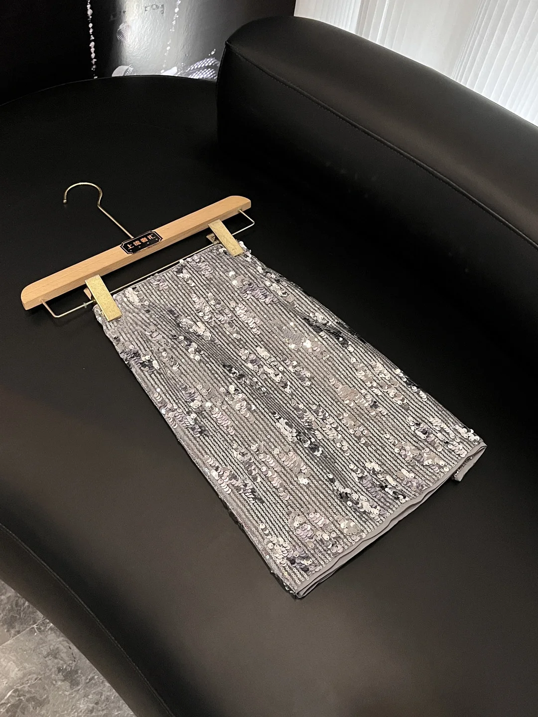 

Heavy Embroidery Silver Sequin Velvet f Skirt Women's Sle A-Line ort Skirt Slimming Effect Autumn New Arrival