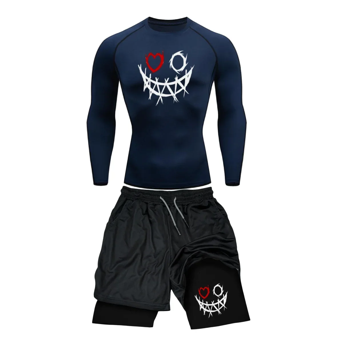 2 pezzi tuta sportiva a compressione da uomo PALESTRA sportiva attillata set da yoga allenamento jogging MMA abbigliamento fitness tuta pantaloni sportivi