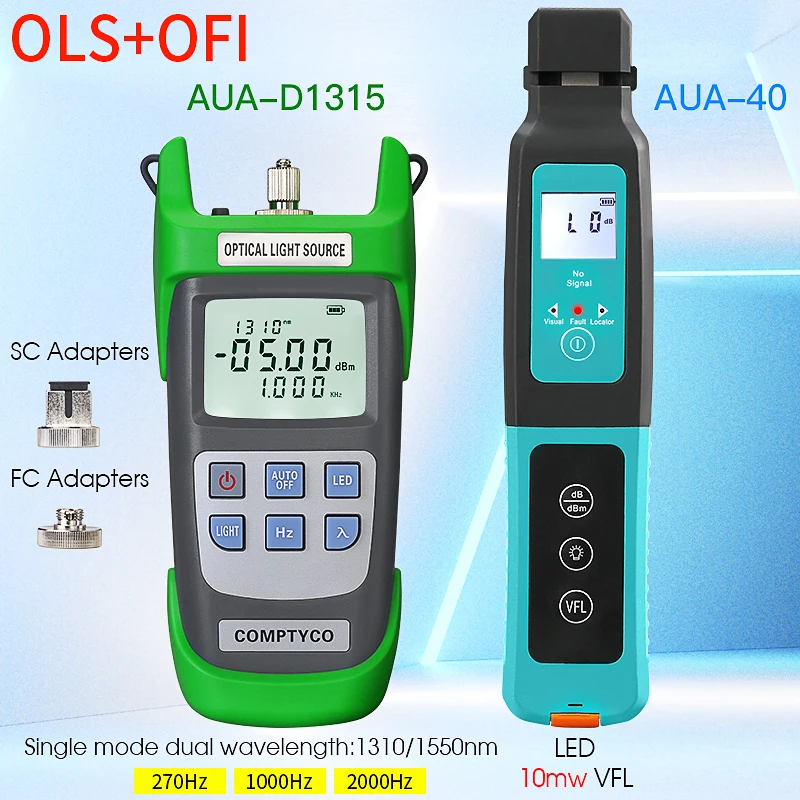 

AUA-40 Optical Fiber Identifier(Built-in 10mw VFL and LED Light) and AUA-D1315 Optical Light Source (Optional)