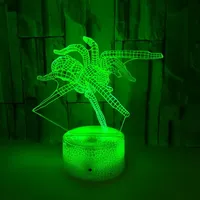 Nighdn Spider Shape 3D Illusion Lamp Led Night Light for Kids Bedroom Decoration 7 Colors Changing USB Table Lamp Birthday Gift