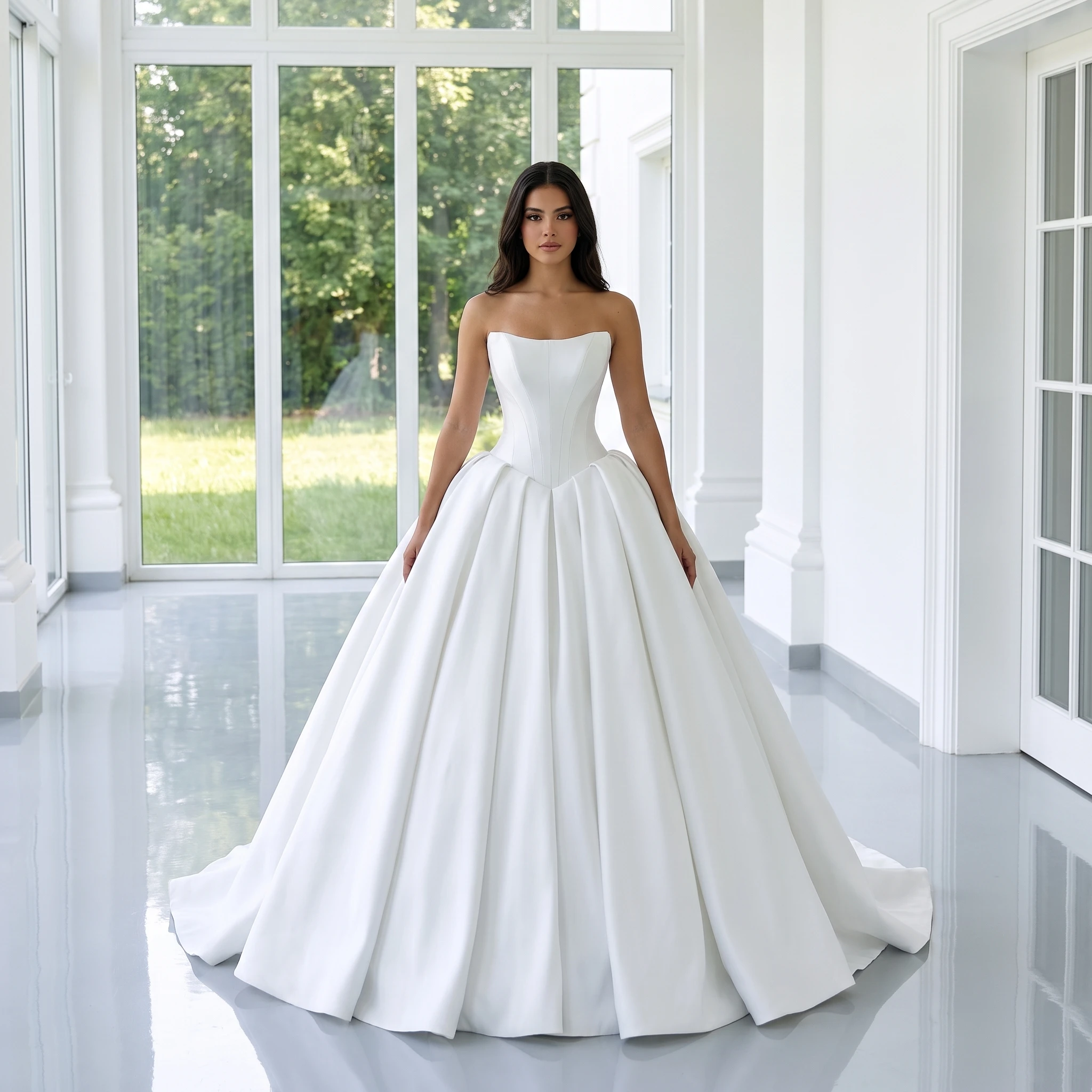 Bohemia Wedding Dresses Satin Strapless Bridal Gown Ball Gown Beach Boho Wedding Party Dress Customized vestidos de novia boda